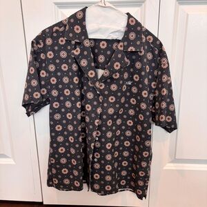 Kith Black Shirt with Orange Floral Pattern with shorts (2pc set )